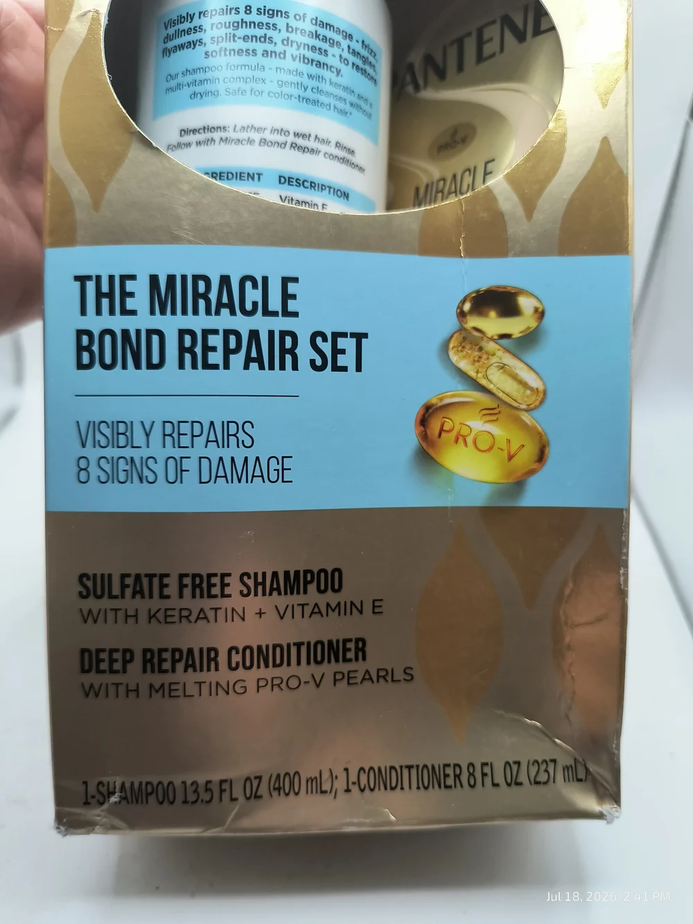 Pantene The Miracle Bond Repair Set Shampoo Cond + Curl Define Shine Hair Care